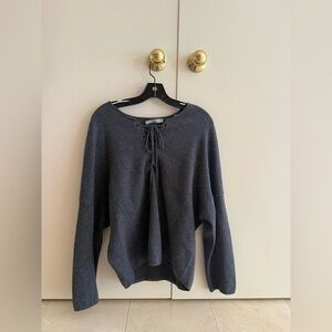 Vince Charcoal Lace-Up Women's Sweater